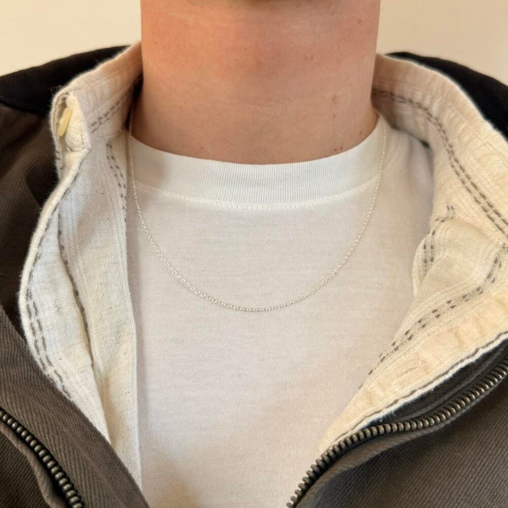 Y2K 2000s Simple 925 Silver Chain Necklace Unisex Minimal Jewelry New - Picture 5 of 5